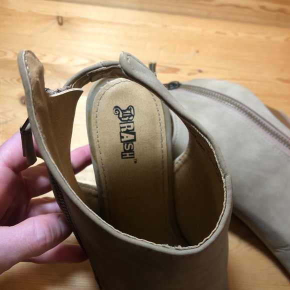 Brash Slingback Wedges- Open Toe Sandals faux suede/leather - Picture 8 of 12